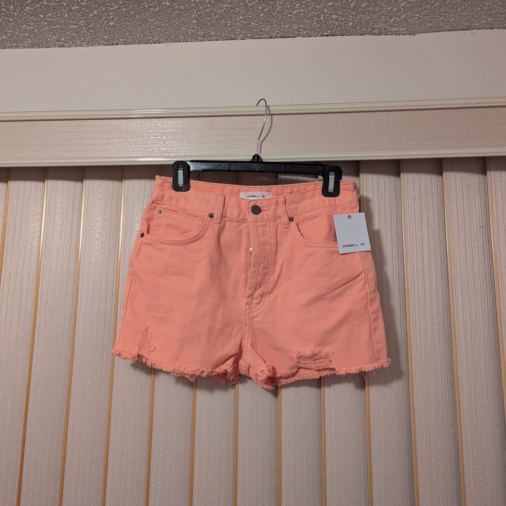 O'Neill Coral Pink High-Rise Denim Short Shorts